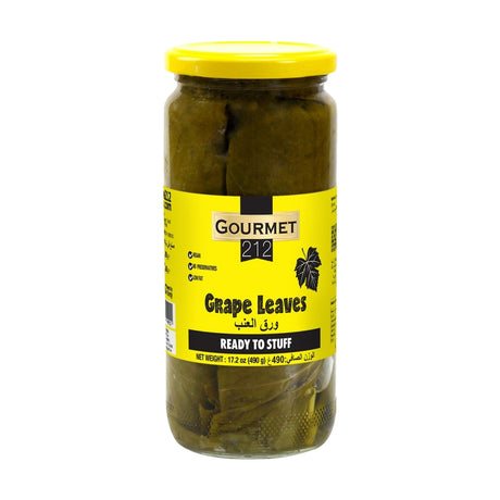 Gourmet212 Grape Leaves in Brine Jar, Ready to Roll Dolma, 17.3 oz / 490 g
