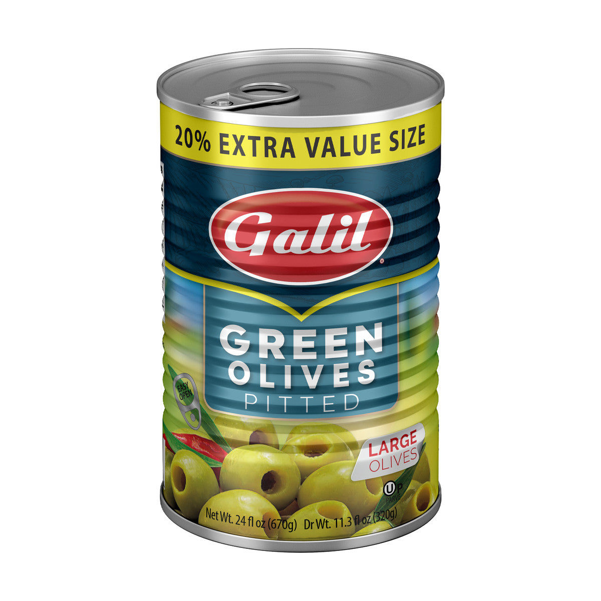 Galil Large pitted green olives, 24 oz