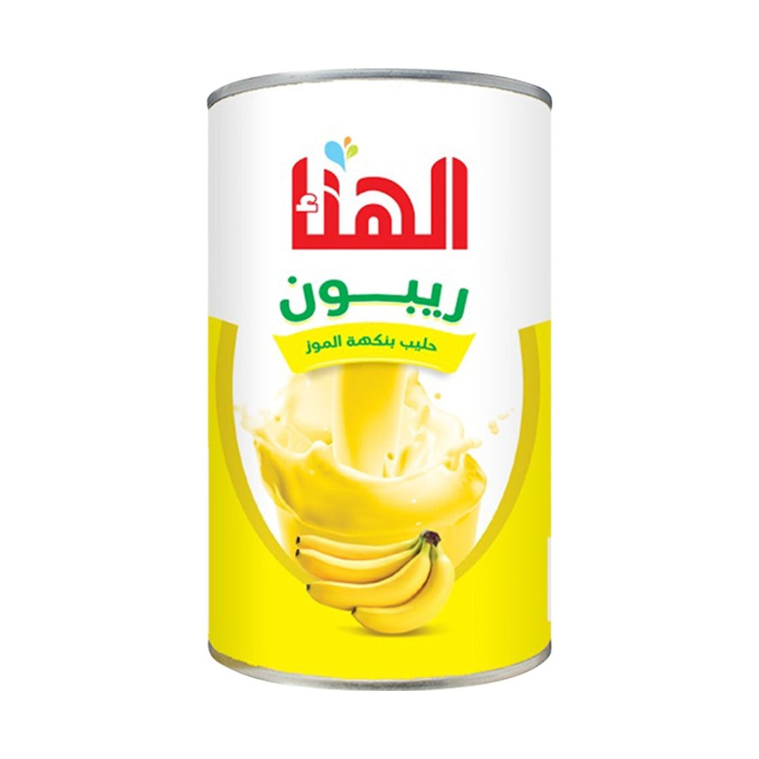 Hana Ribon Banana Flavored Milk 265 g can, front of pack