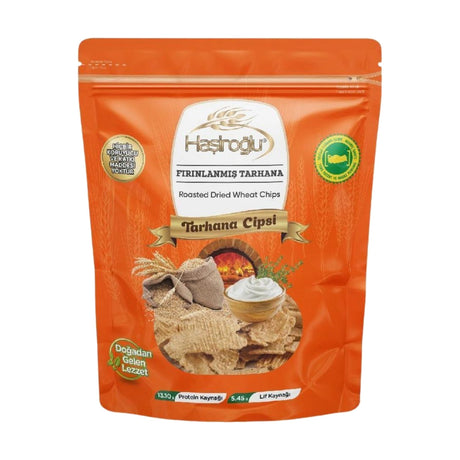 Hasıroğlu Fırınlanmış Tarhana roasted dried wheat chips, 225 g orange pouch