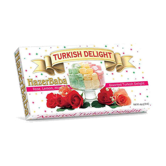 Hazer Baba Turkish Delight Rose, Lemon, Mint assorted Turkish delight, 454 g box