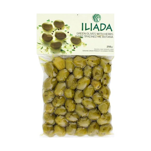 Iliada Green with Herbs Olives 250 g - front of pack