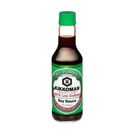 Kikkoman Soy Sauce, Naturally Brewed, Less Sodium, 10 oz