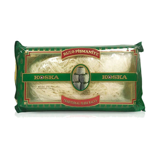 Koska Rulo Pişmaniye floss halva, 250 g clear pack with green band