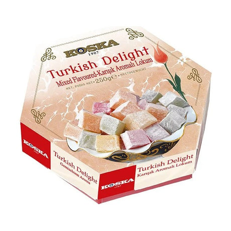 Koska Turkish Delight, mixed flavours (Karisik Aromali Lokum), 250 g box