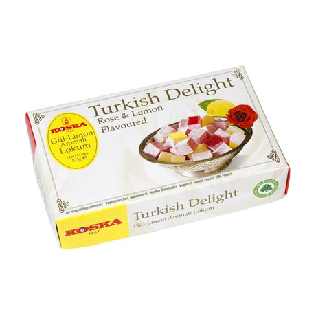 Koska Turkish Delight, rose and lemon flavours (Gul-Limon Aromali Lokum), 125 g box