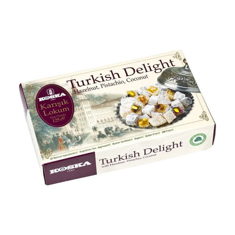 Koska Turkish Delight with hazelnut, pistachio and coconut (Karisik Lokum), 125 g box