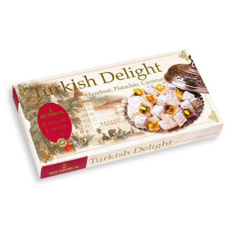 Koska Turkish Delight with hazelnut, pistachio and coconut (Karışık Lokum), 500 g box