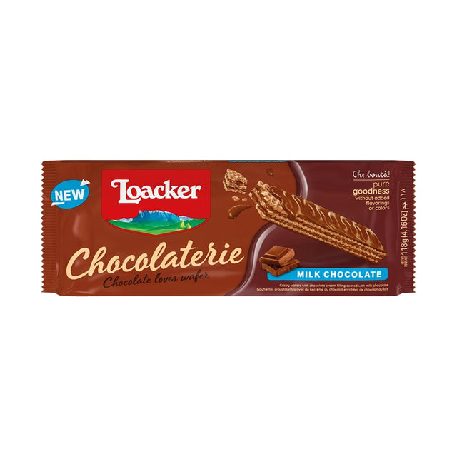 Loacker Chocolaterie Milk Chocolate Wafer Bar 118 g - front of pack
