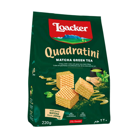 Loacker Quadratini matcha wafers, 220 g