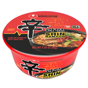 Nongshim Shin Bowl Noodle Soup, Gourmet Spicy, bowl front