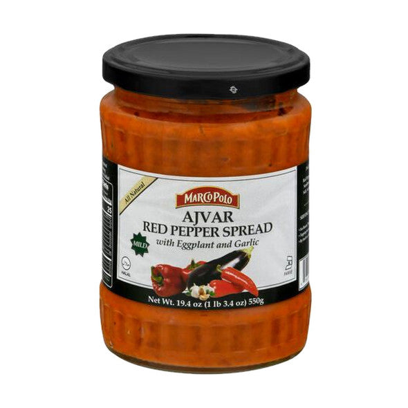 Marco Polo Red Pepper Spread, Ajvar, with Eggplant and Garlic, Mild, 19.4 oz