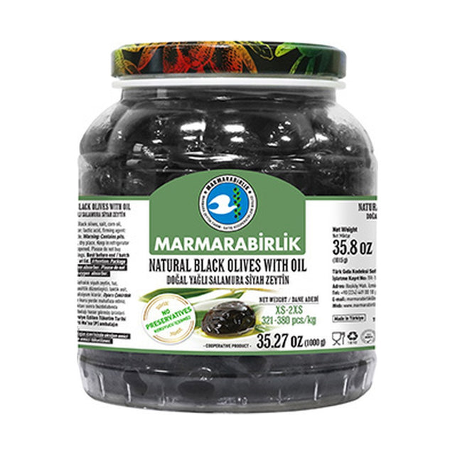 Marmarabirlik Gemlik Black Olives with Oil Xs-2xs 1 kg - front of pack
