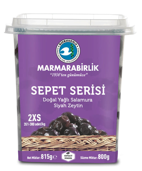Mb Gemlik Black Olives Basket Series 2Xs (351-380) 800Gr Plastic - front of pack