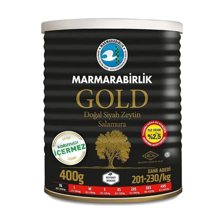 Marmarabirlik Gold Siyah Zeytin Salamura black olives, size XL, 400 g black can