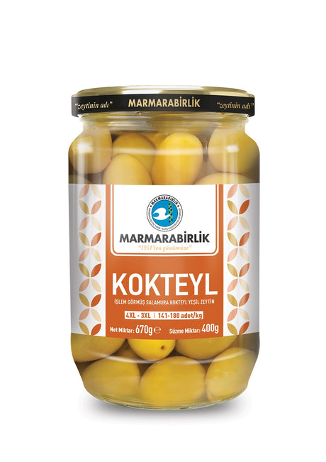 Mb Green Olives 3Xl Whole Kokteyl 400Gr Glass - front of pack