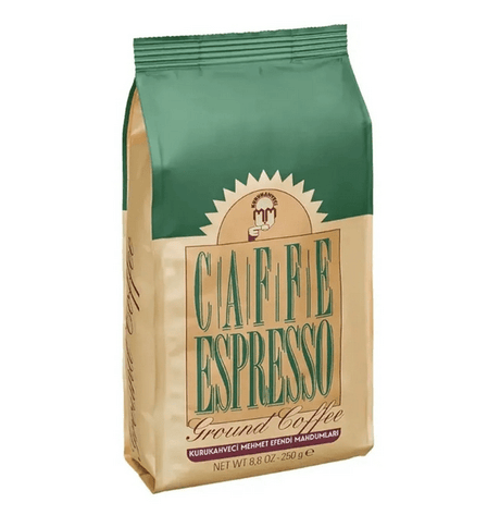 Kurukahveci Mehmet Efendi Caffe Espresso ground coffee, 250 g green and gold bag