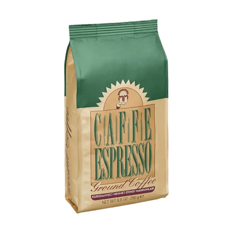 Kurukahveci Mehmet Efendi Caffe Espresso ground coffee, 250 g green and gold bag