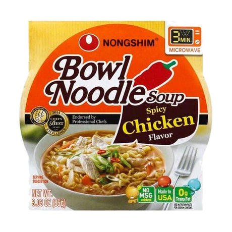 Nongshim Soup, Bowl Noodle, Spicy Chicken Flavor, 3.03 oz