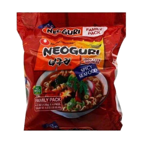 Nongshim Neoguri Noodle Soup, Spicy Seafood, Family Pack, 4 Each