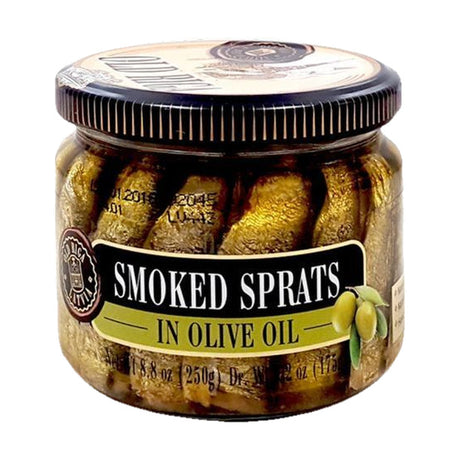 Old Riga Smoked Sprats in Olive Oil 250 g Jar