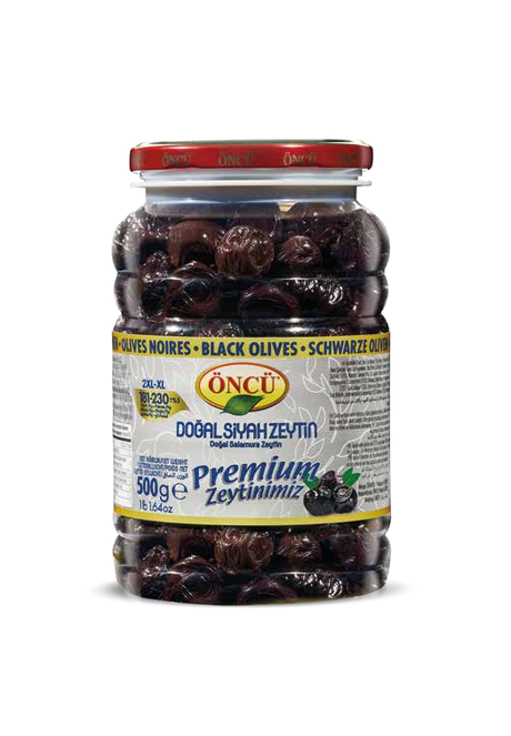 Öncü Natural Black Olives 2XL-XL 500 g - front of pack