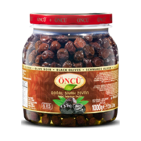 Öncü black olives, 5XS grade, 1000 g jar