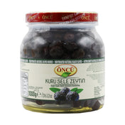 Öncü dry-cured (kuru sele) black olives, 1000 g jar