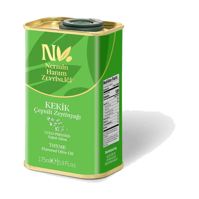 Nermin Hanım thyme flavored cold pressed olive oil tin, 5.9 fl oz