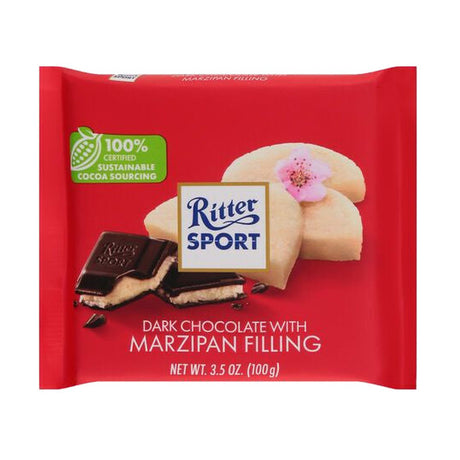 Ritter Sport Dark Chocolate with Marzipan Filling, 3.5 oz