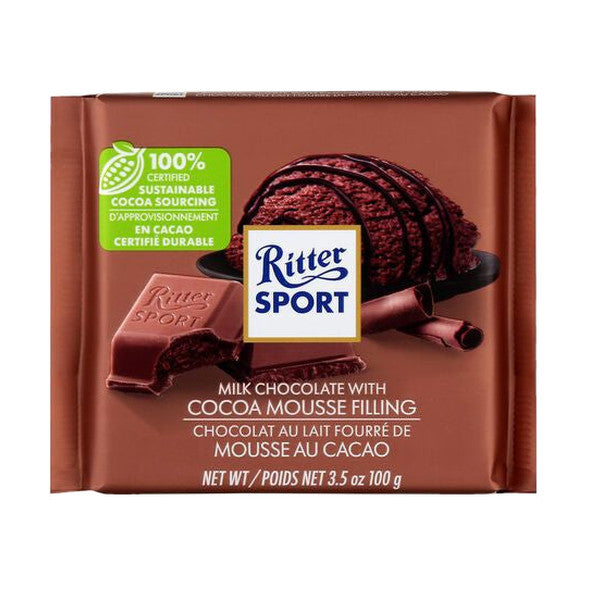 Ritter Sport Milk Chocolate with Cocoa Mousse Filling, 3.5 oz