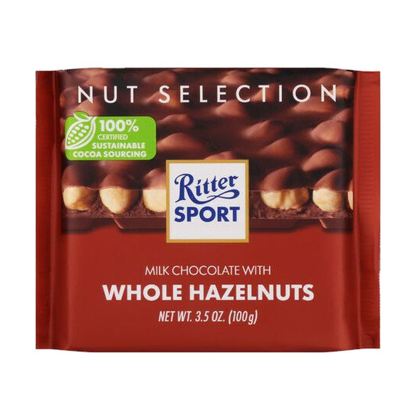 Ritter Sport Nut Selection Milk Chocolate with Whole Hazelnuts, 3.5 oz