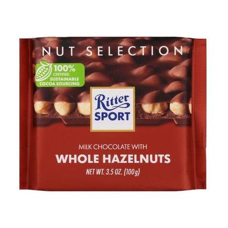 Ritter Sport Nut Selection Milk Chocolate with Whole Hazelnuts, 3.5 oz