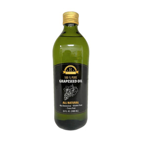 Rosolini 100% Grapeseed Oil Bottle, Light & High-Heat, 34 fl oz / 1 L