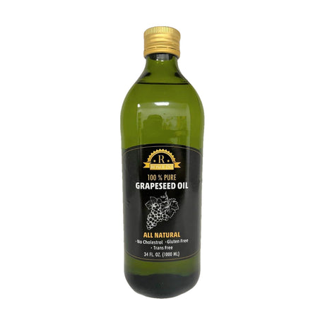 Rosolini 100% Grapeseed Oil Bottle, Light & High-Heat, 34 fl oz / 1 L