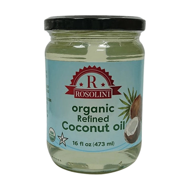 Rosolini refined coconut oil, 473 ml (16 fl oz) jar