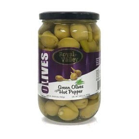 Royal Valley Green Olives with Hot Peppers, 24.69 oz