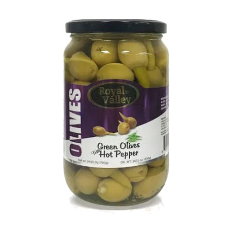 Royal Valley Green Olives with Hot Peppers, 24.69 oz