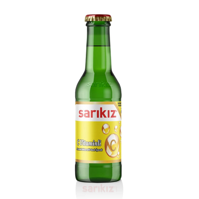 Sarıkız lemon flavored vitamin C mineral water, 200 ml glass bottle