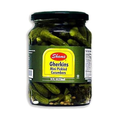 Shams Gherkins Mini Pickle Cucumbers, 24 fl oz