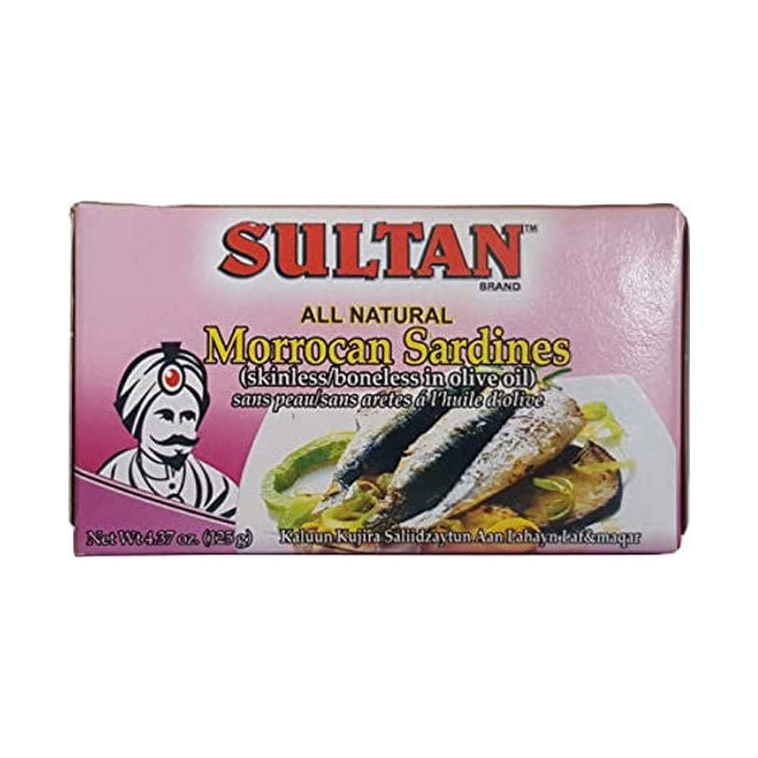 Sultan Sardines Boneless & Skinless in Olive Oil 123 g - front of pack