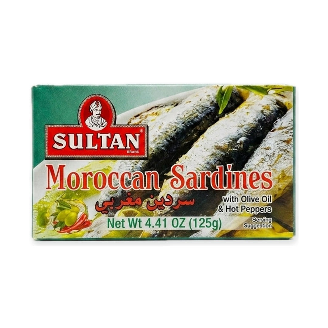 Sultan Sardines in Olive Oil Hot 123 g - front of pack