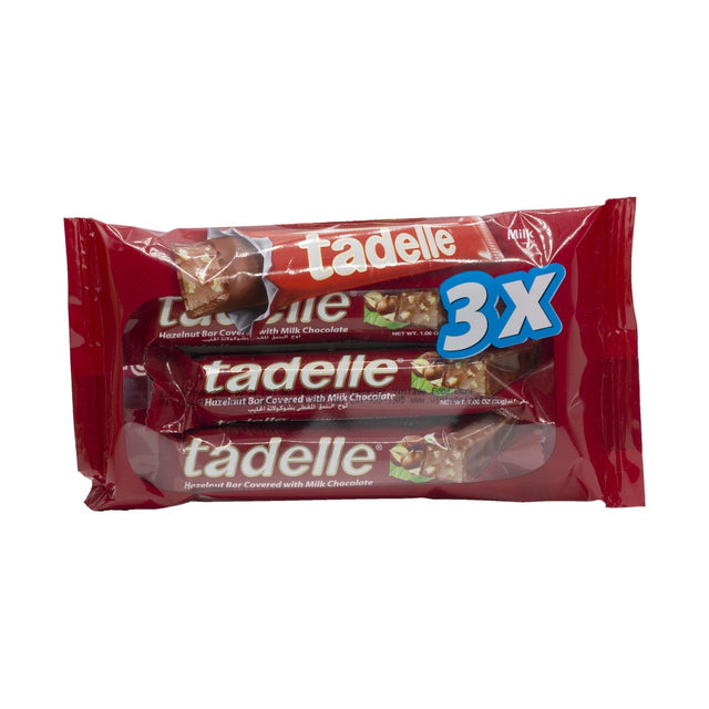 Tadelle Hazelnut Bar Covered with Milk Chocolate 3 x 30 g