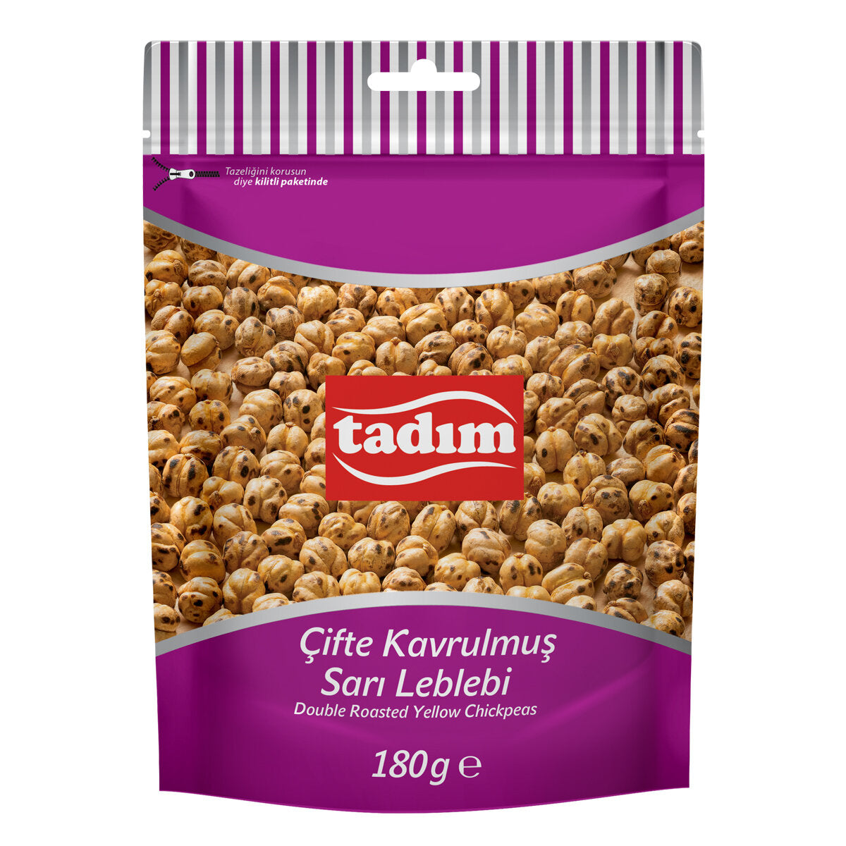 Tadım Double Roasted Yellow Chickpeas (Çifte Kavrulmuş Sarı Leblebi), 180 g resealable pouch, front view