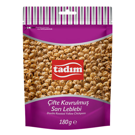 Tadım Double Roasted Yellow Chickpeas (Çifte Kavrulmuş Sarı Leblebi), 180 g resealable pouch, front view