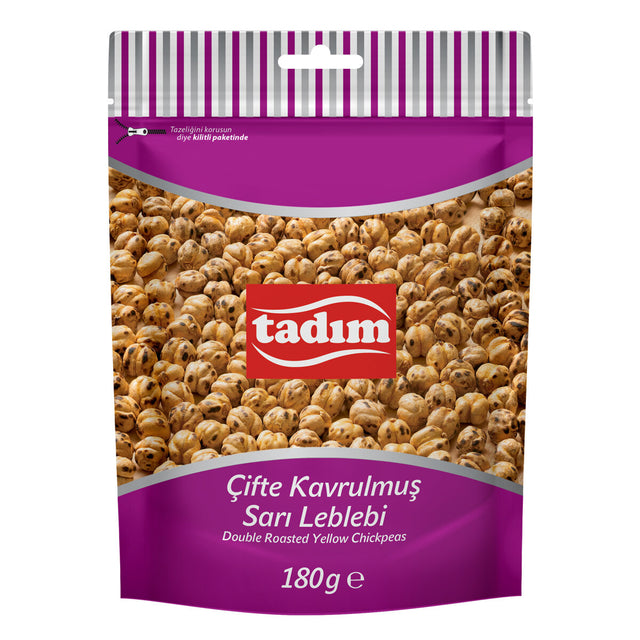 Tadım Double Roasted Yellow Chickpeas (Çifte Kavrulmuş Sarı Leblebi), 180 g resealable pouch, front view