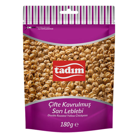Tadım Çifte Kavrulmuş Sarı Leblebi, double roasted yellow chickpeas, 180 g resealable pouch, front view