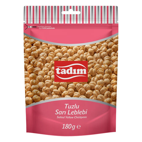 Tadım Tuzlu Sarı Leblebi, salted yellow chickpeas, 180 g resealable pouch, front view