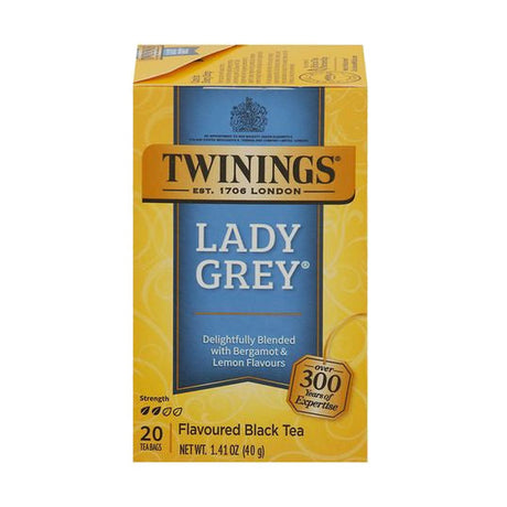 Twinings Black Tea, Flavored, Lady Grey, 20 Tea Bags