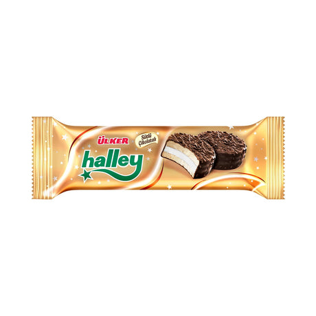 Ülker Halley Mini chocolate-coated sandwich biscuit, 66 g pack, front view